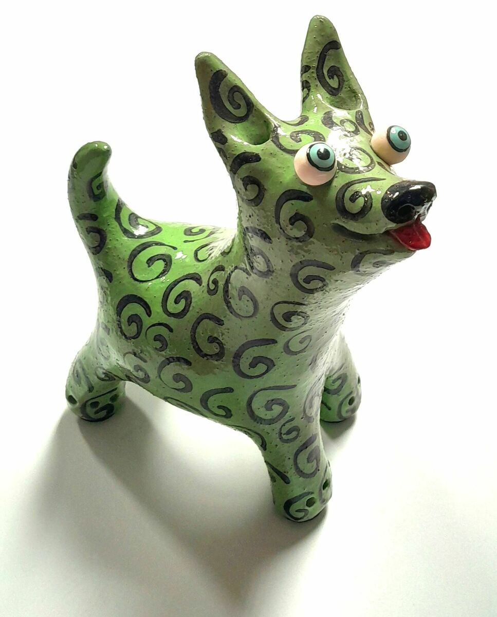 Green Dog with Spirals - Medium