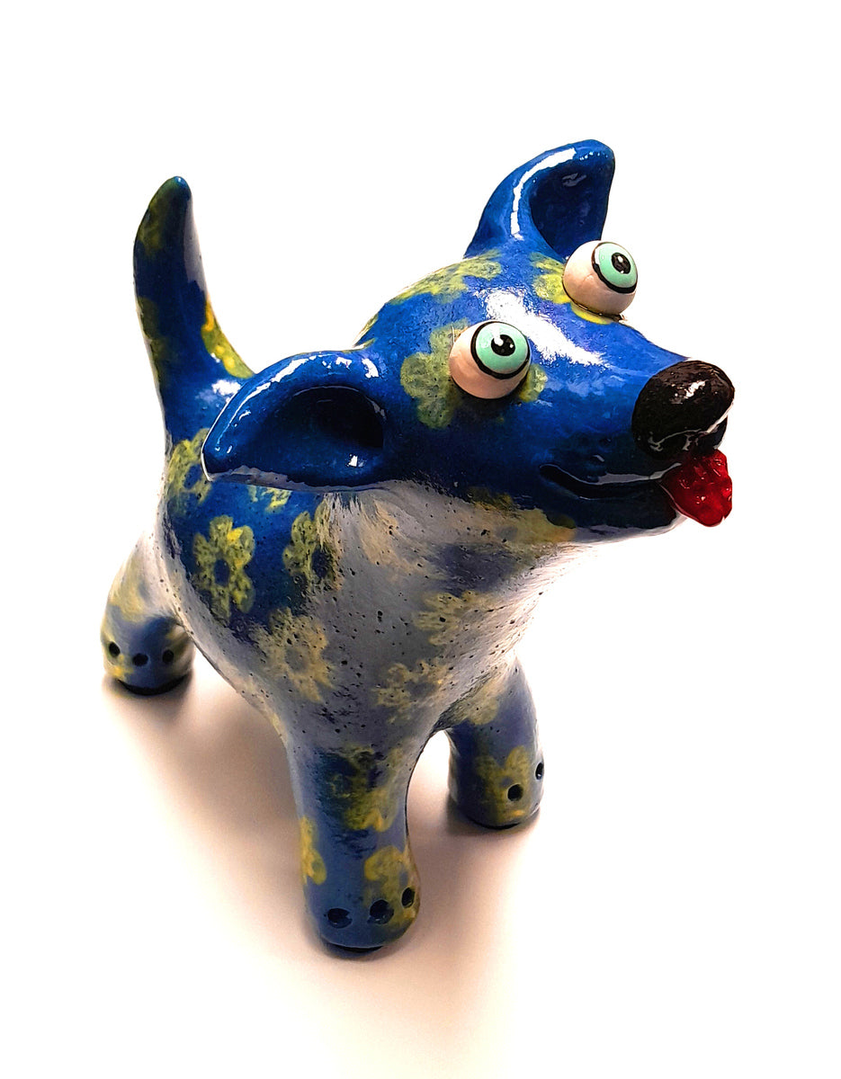 Medium Dog - Dark Blue with Daisies