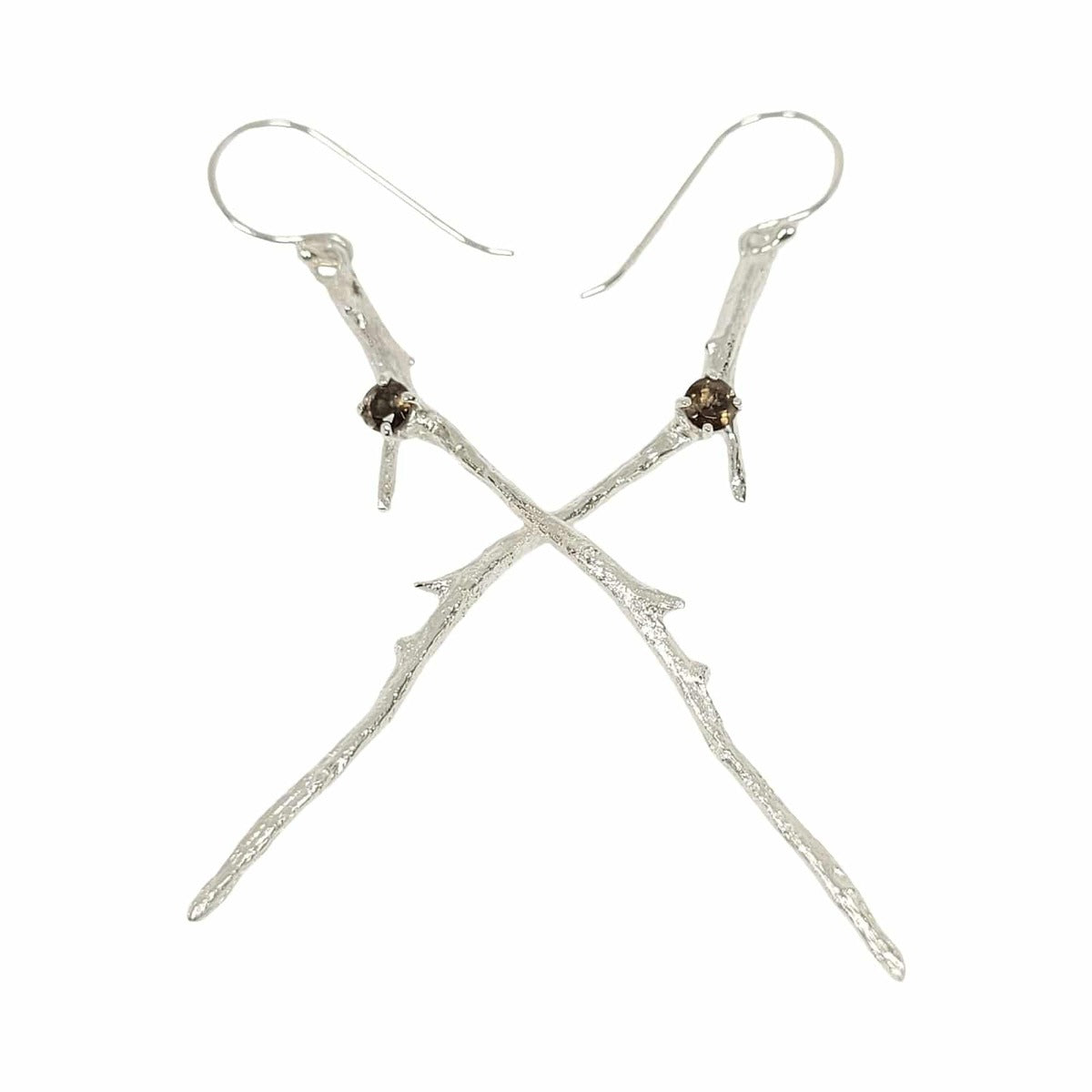 Sticks &amp; stones earrings smoky quartz