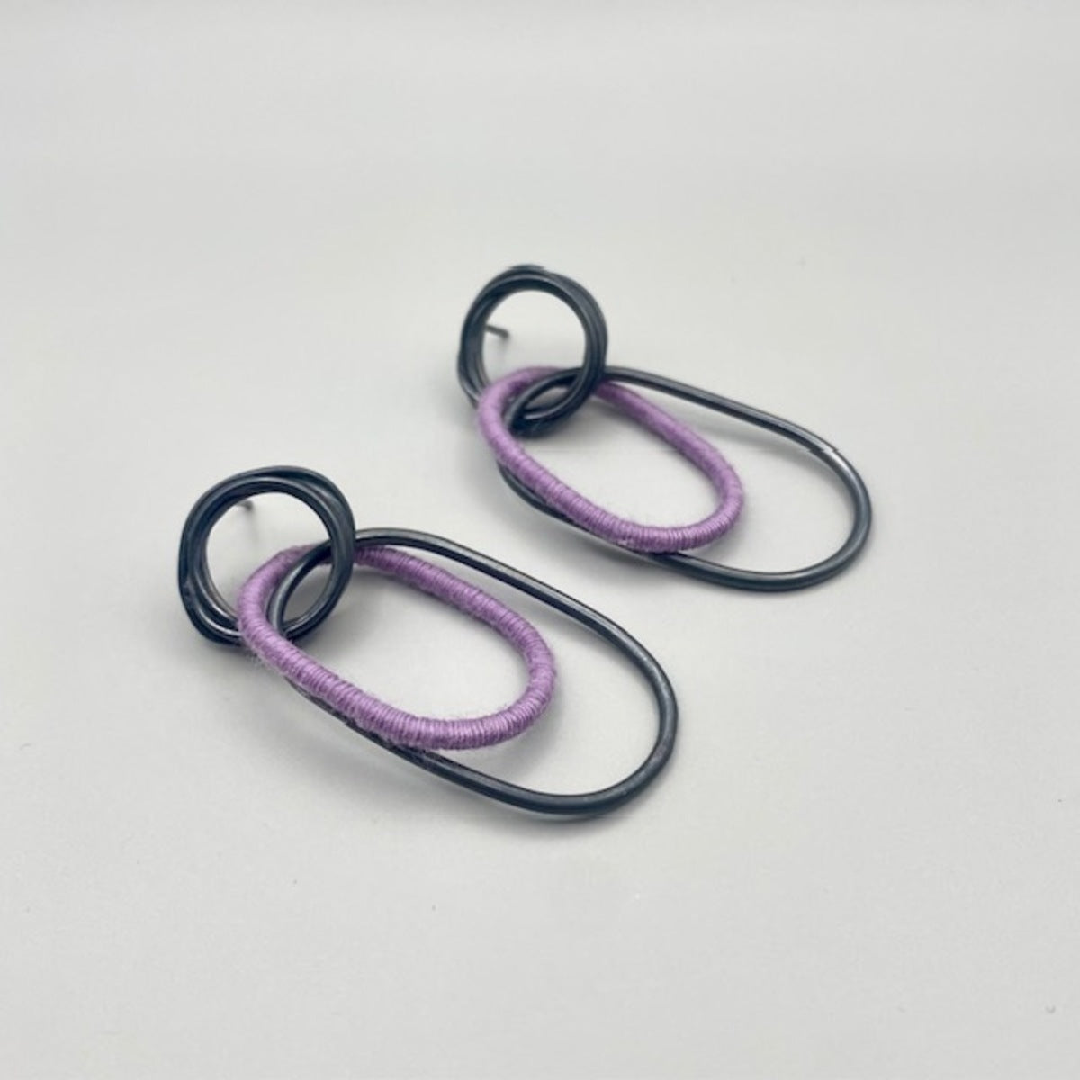 Wrapped Violet Oxidized Dangle Earrings (large)