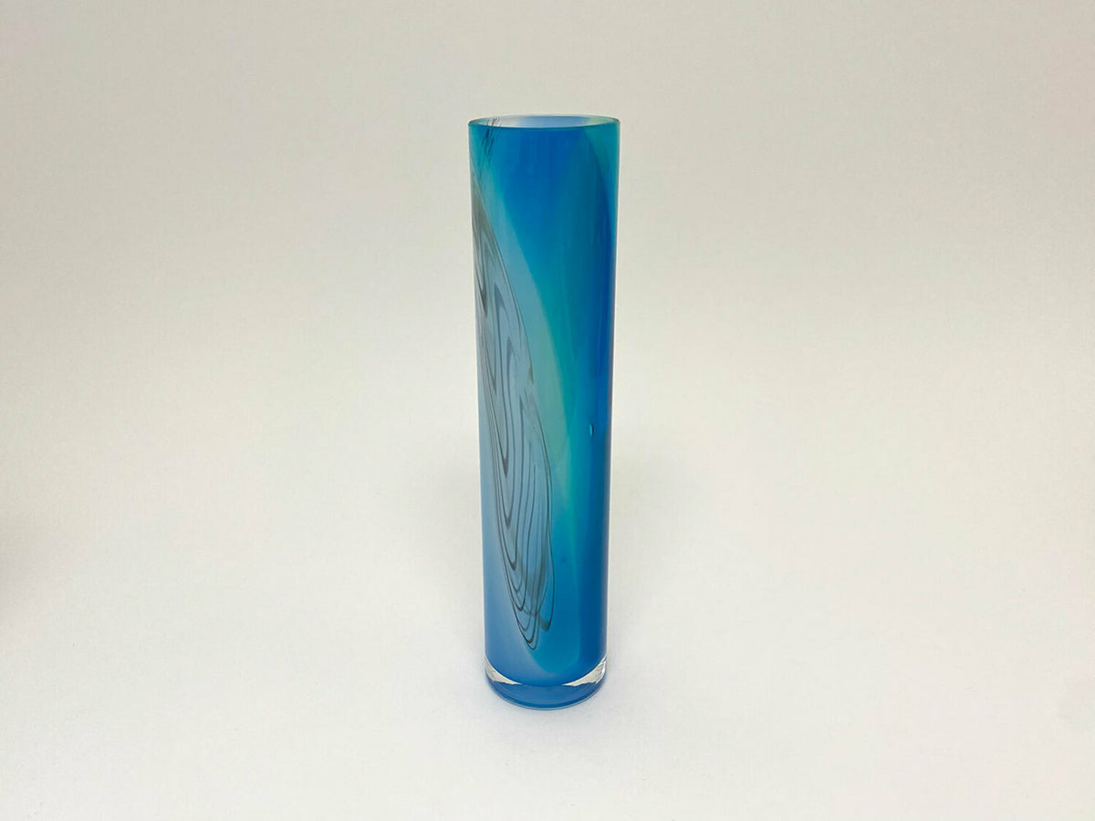 Mixed colour tall cylinder vase - Blue