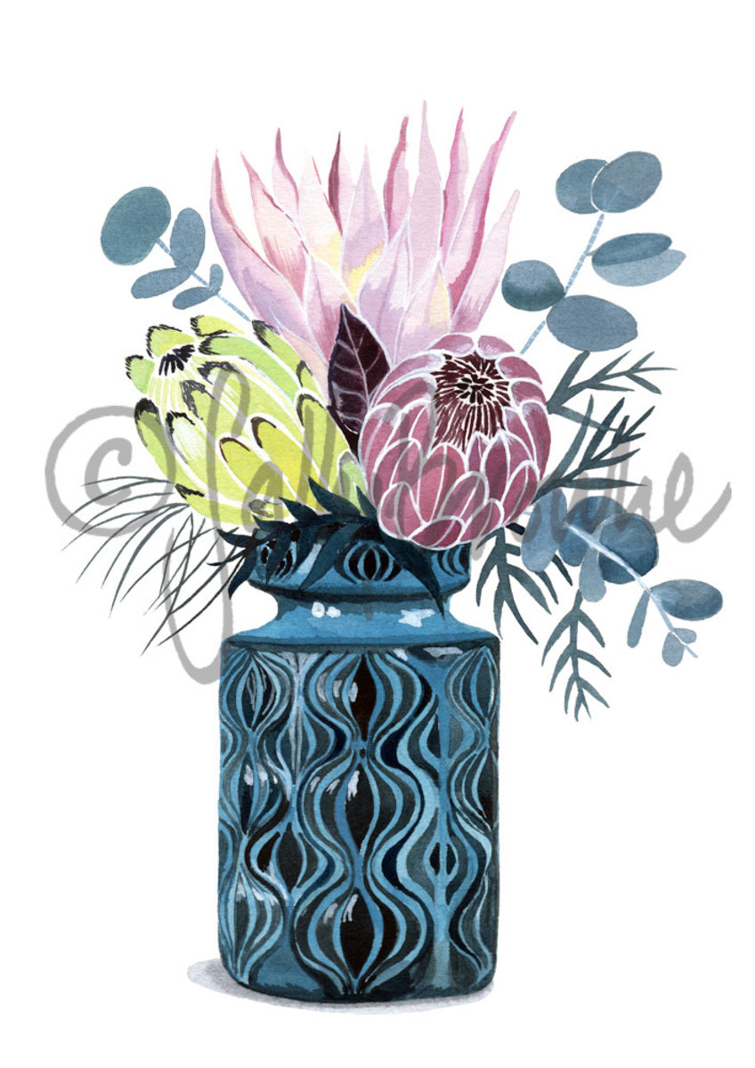 Proteas in West German Onion Vase