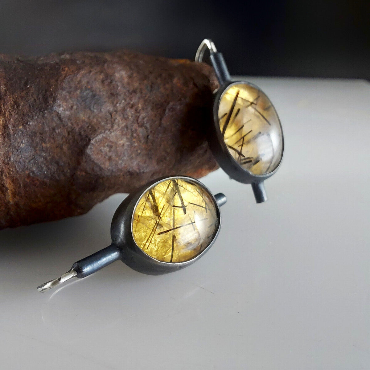 Gold and Quartz Earrings