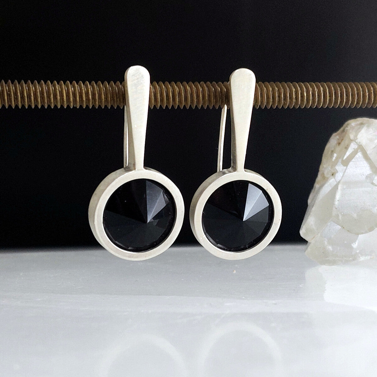 Onyx Pendulum Hook Earrings