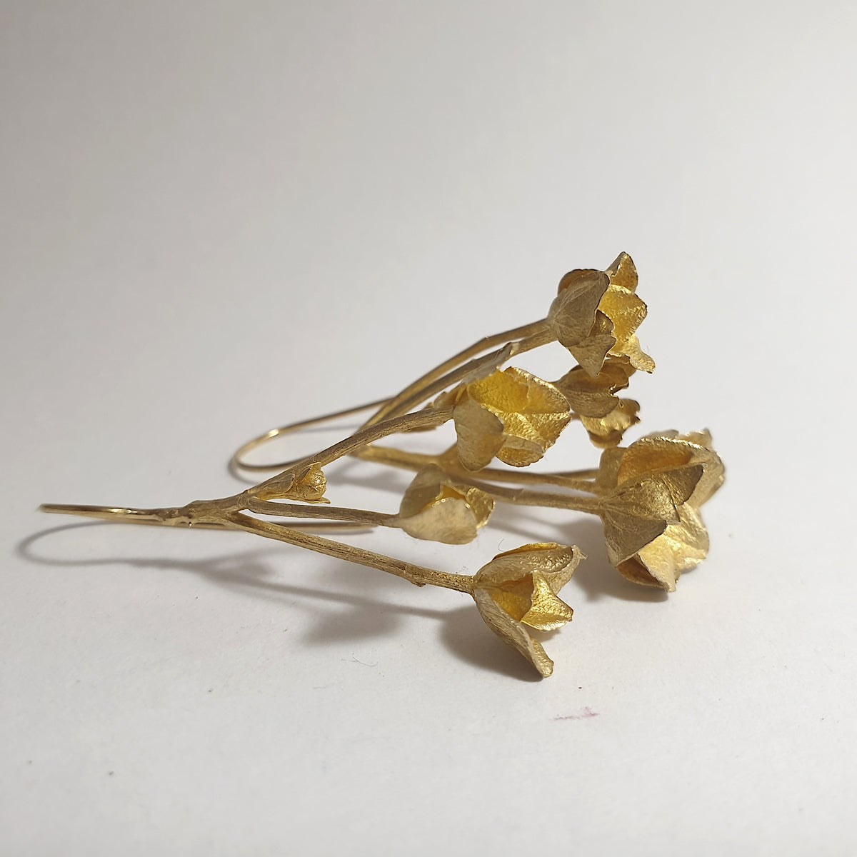 Botanical earrings - Hydrangea flowers, 22ct gold plated