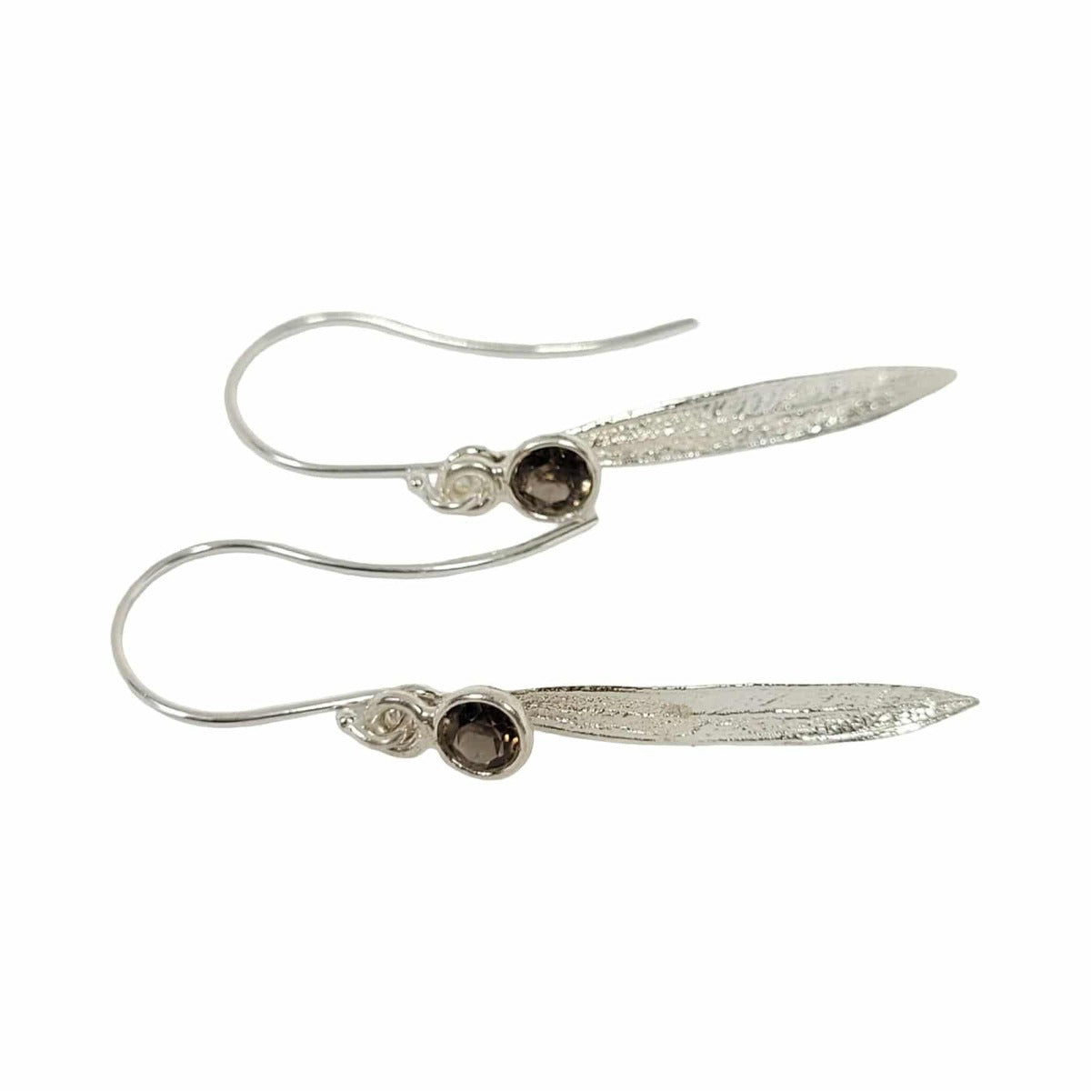 Gum leaf earrings Smoky quartz