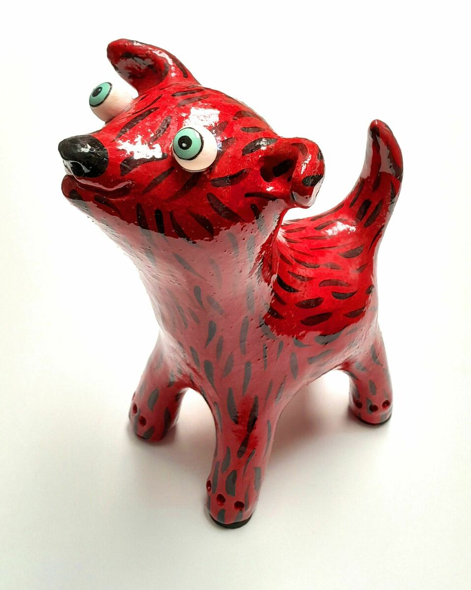 Medium Dog - red with Line Pattern
