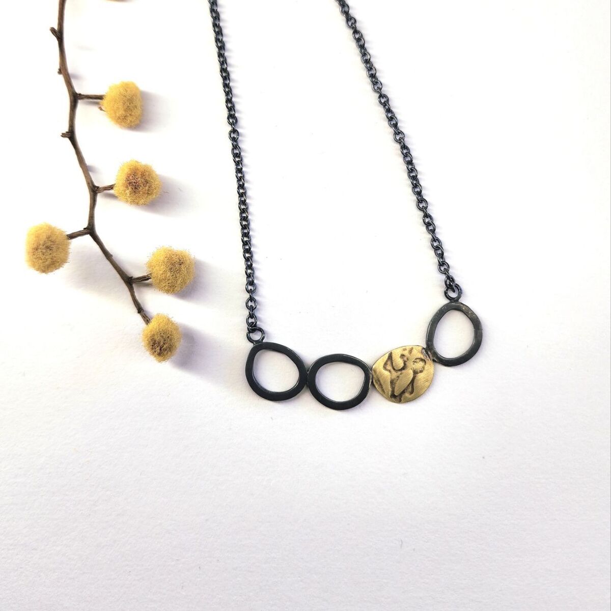 Wattle blossom arch necklace