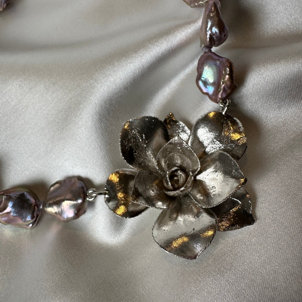 Succulent and Purple Baroque Freshwater Pearl Necklace