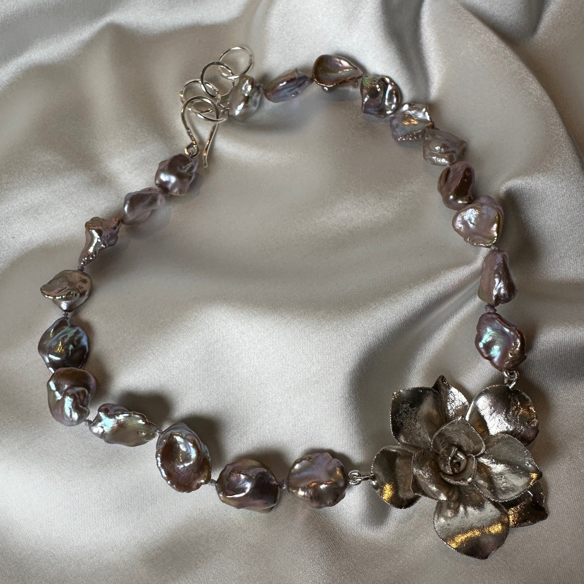 Succulent and Purple Baroque Freshwater Pearl Necklace