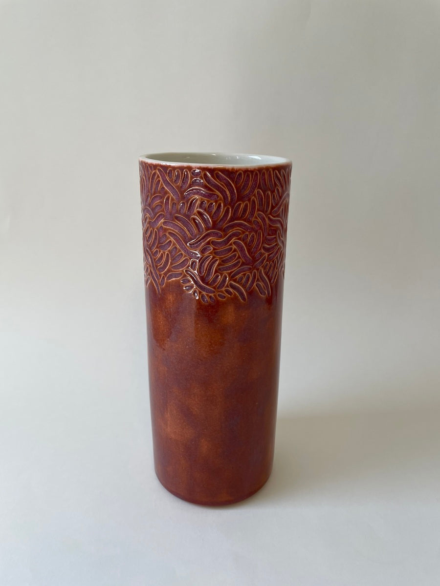 Large Carved Vase - Red