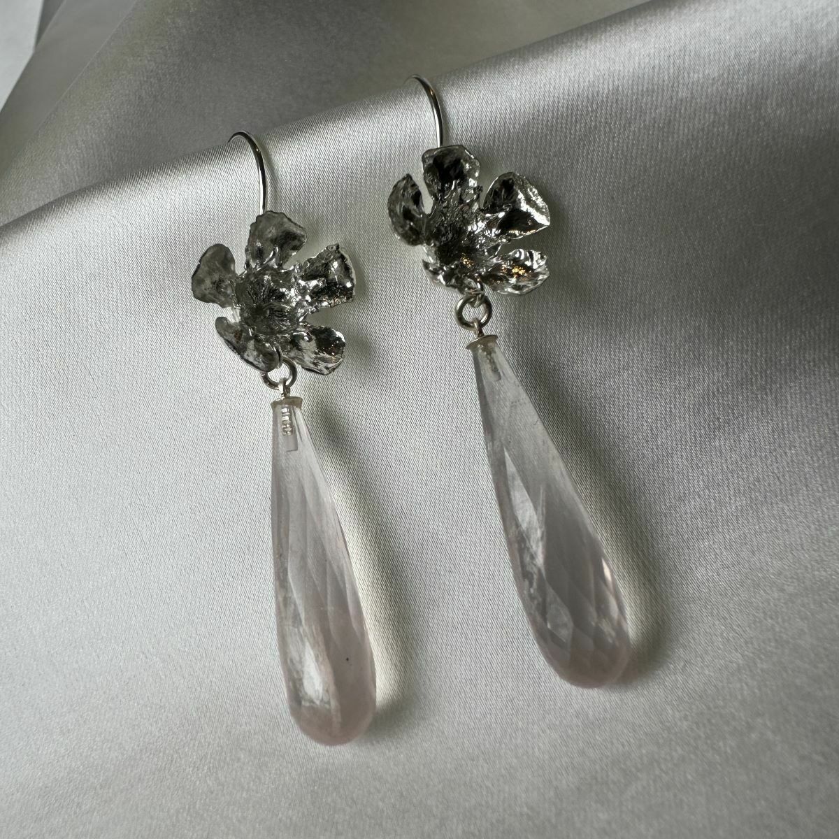 Geraldton Wax with Rose Quartz Drop Earrings