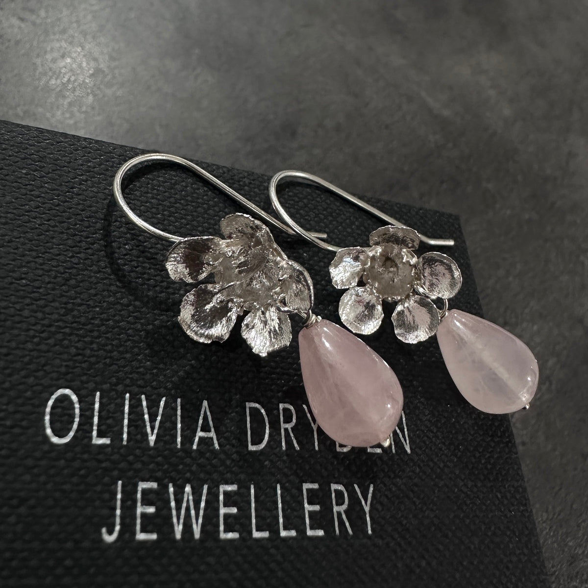 Geraldton Wax with Rose Quartz Drop Earrings