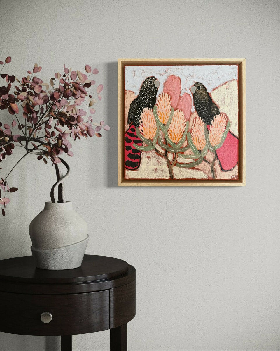 Red-Tail Cockatoos in Banksia