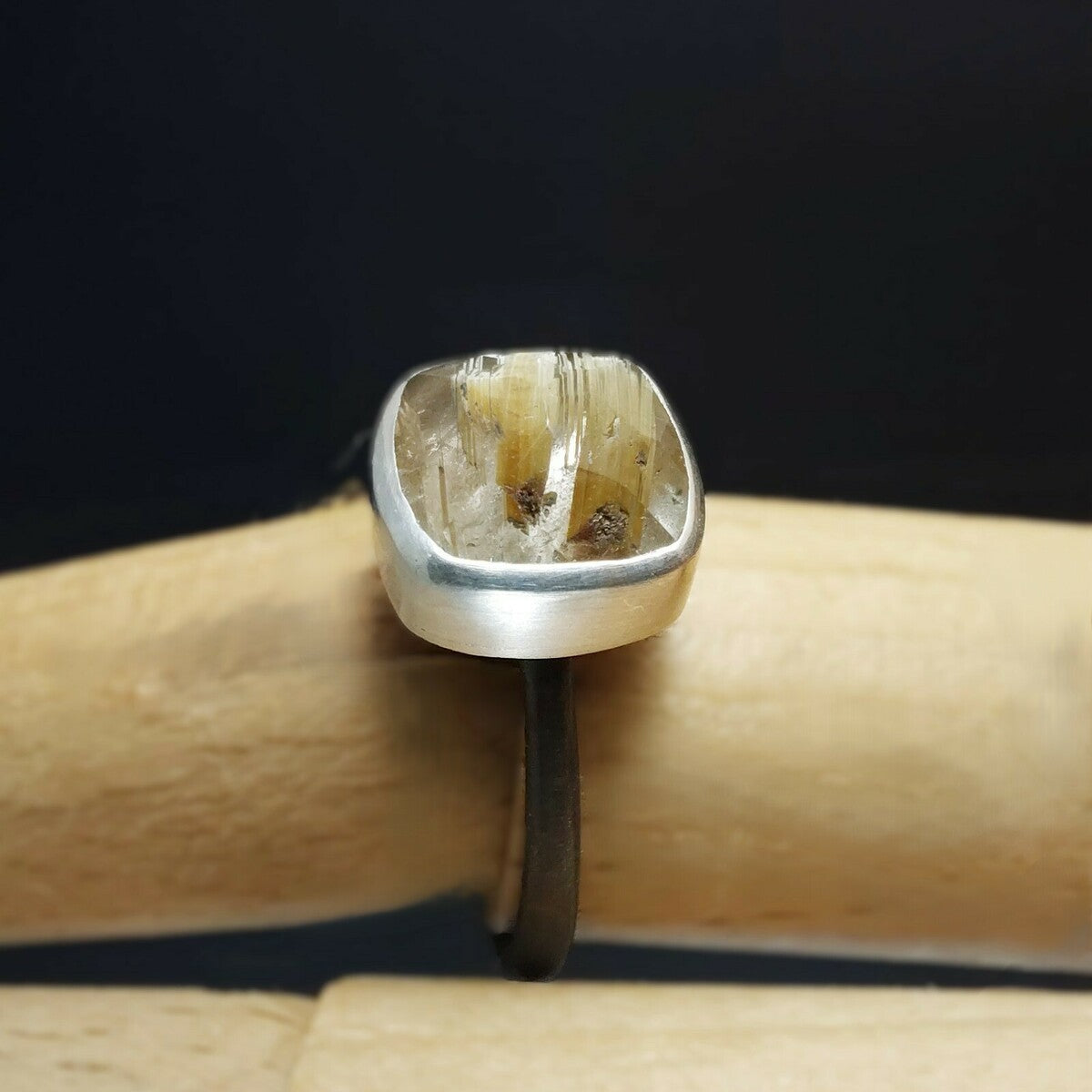 INCLUSION: Gold Rutile Podium Ring