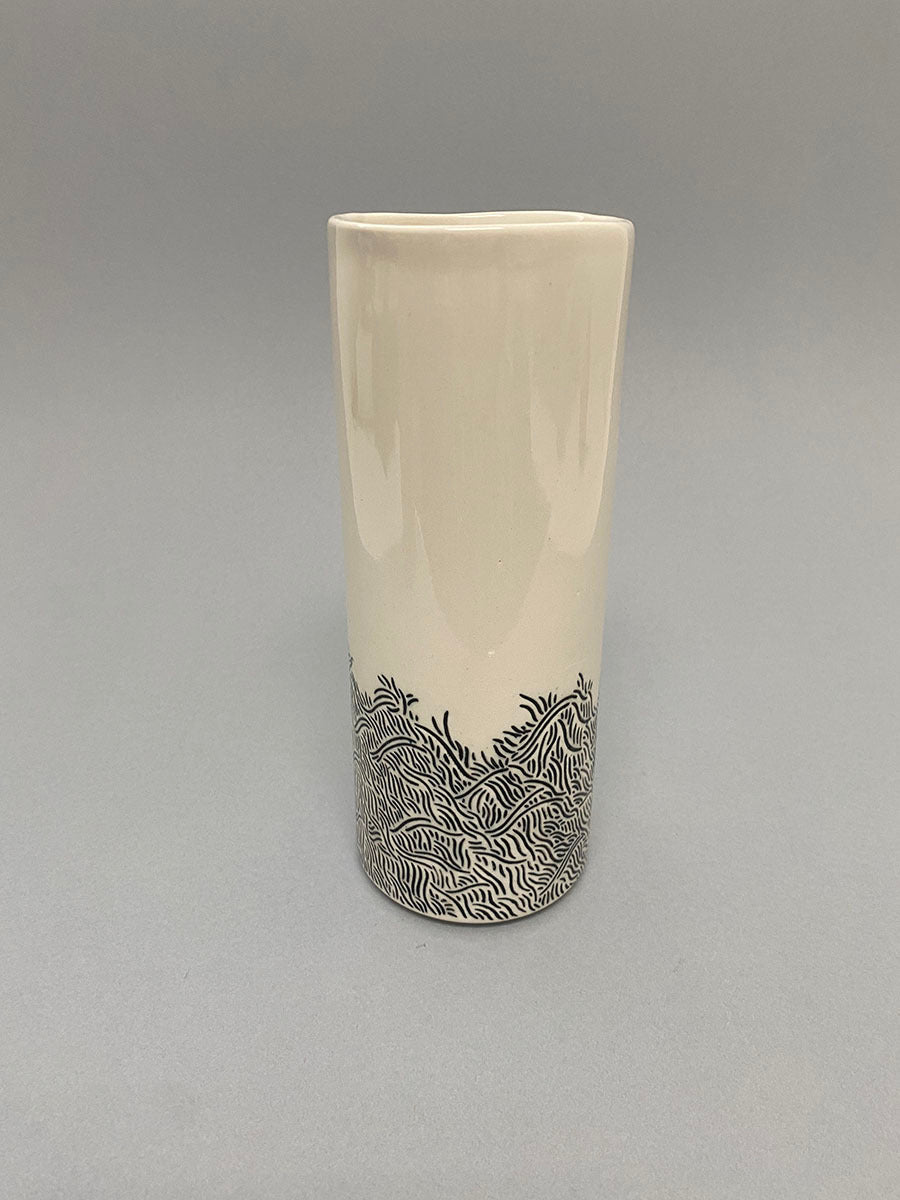 Large Carved Vase - Black and White