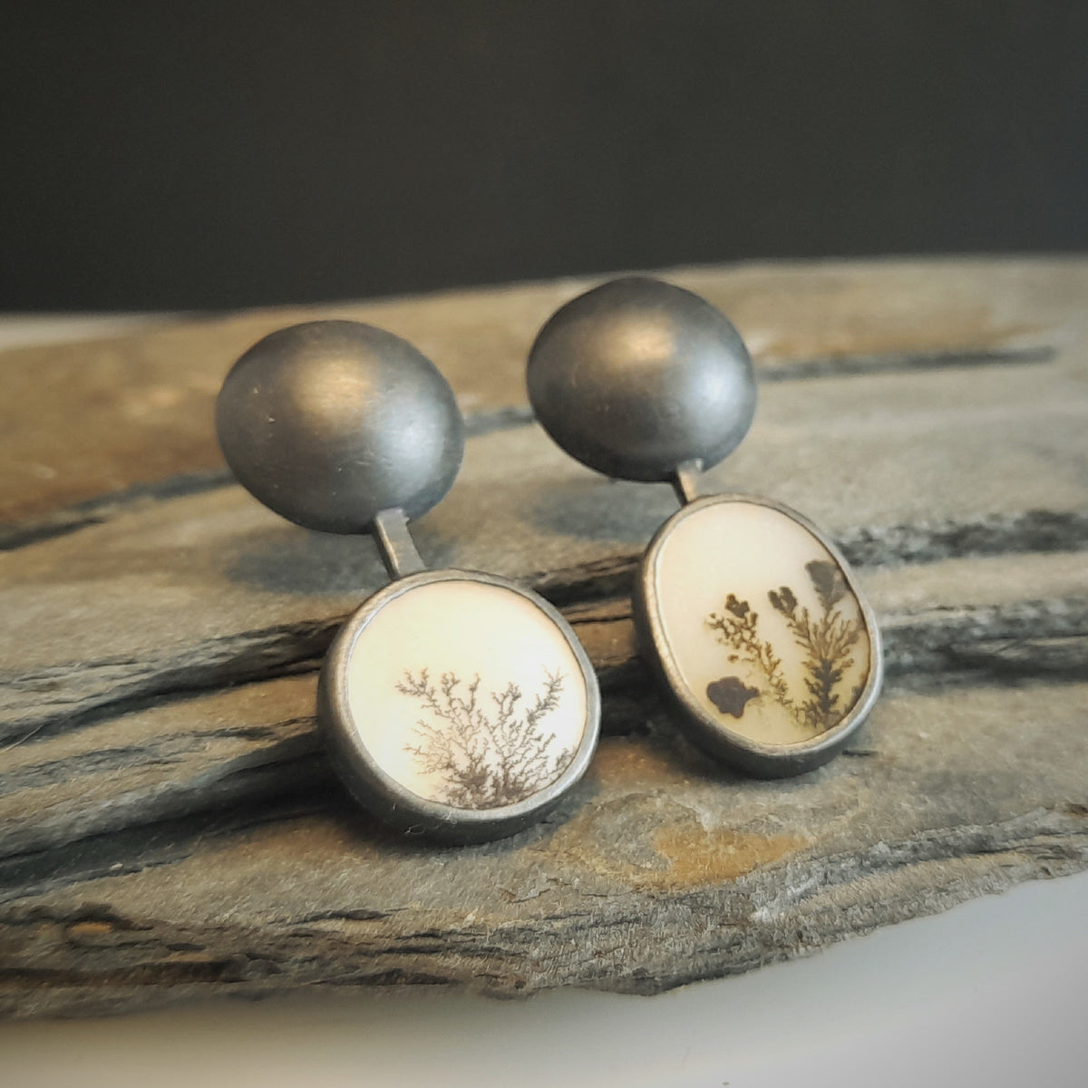 INCLUSION: Scenic Agate Dot  Earrings