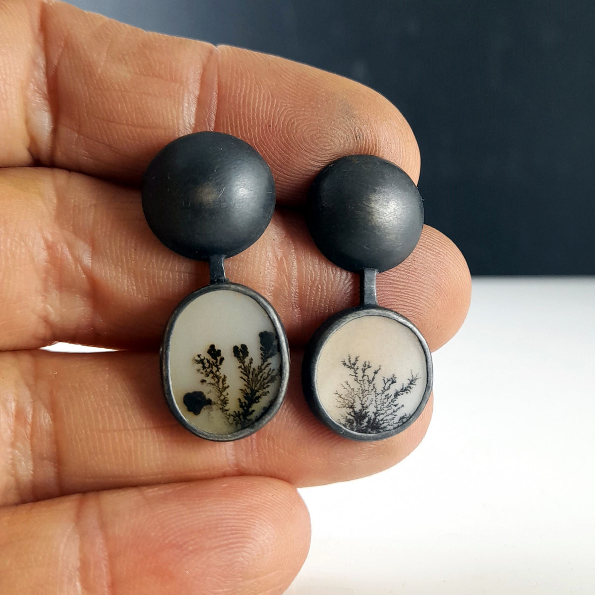 INCLUSION: Scenic Agate Dot  Earrings