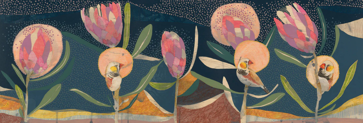 May My Heart Always Be Open, Zebra Finches and Protea