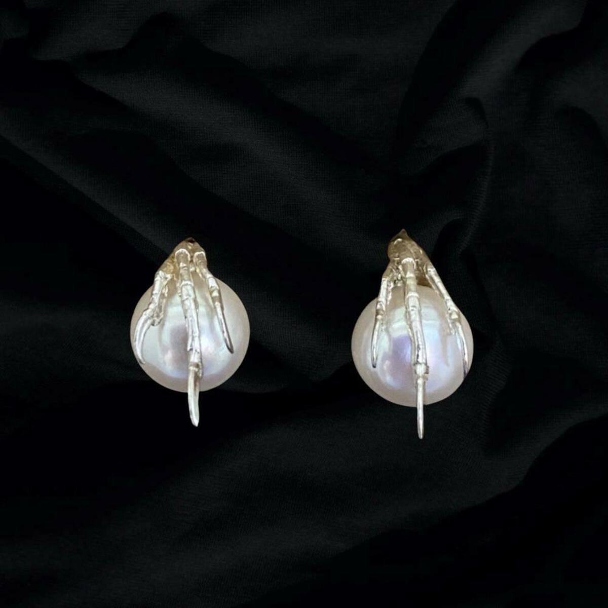 Bird Claws Clutching Pearls Studs