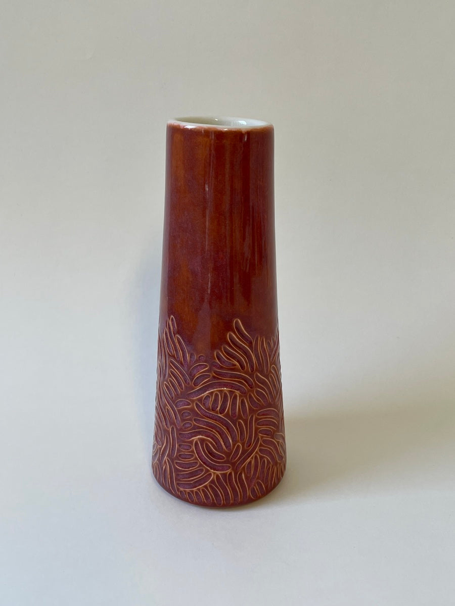 Medium Carved Vase - Red
