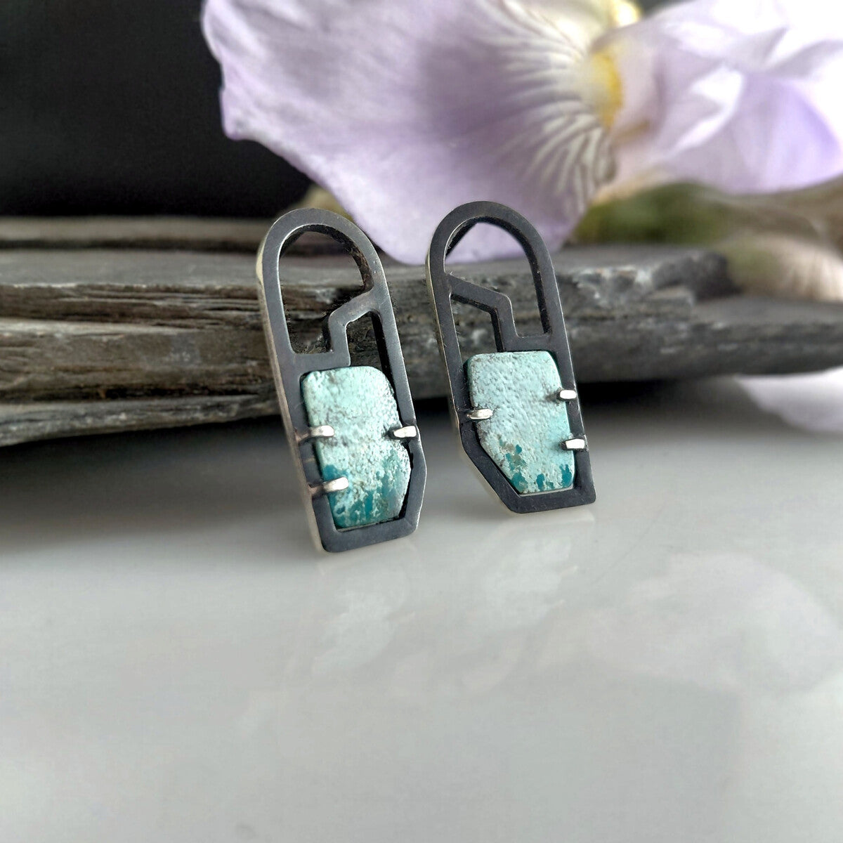 Turquoise Arch Stud Earrings