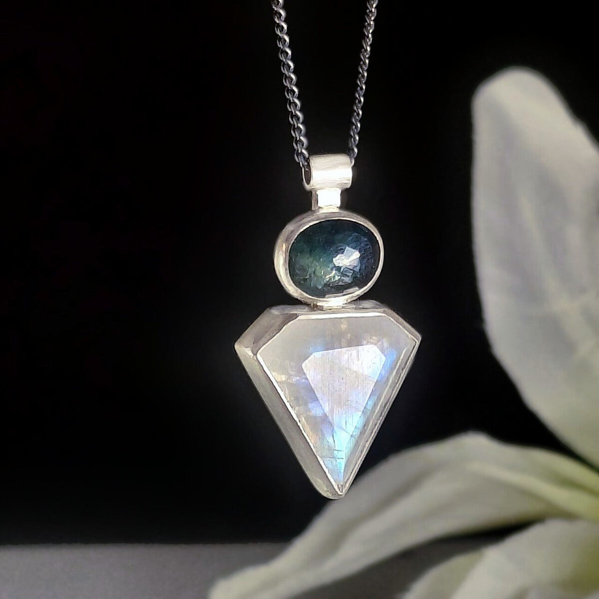 Moonstone and Sapphire Necklace