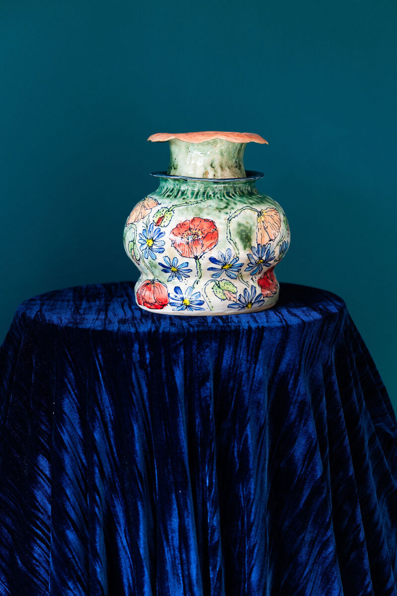 Poppies and Chicory Flowers Urn