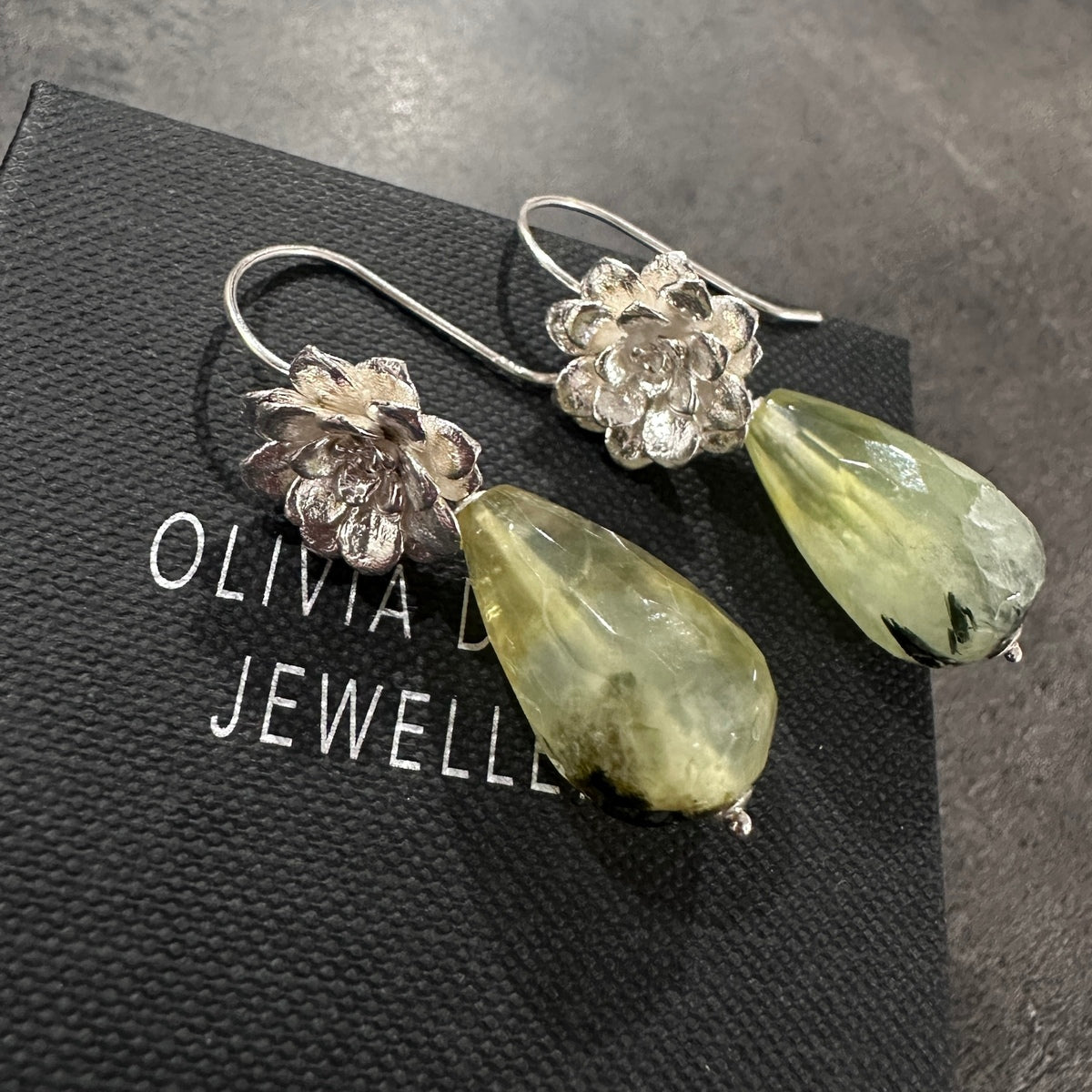 Succulent with Prehnite Drop Earrings