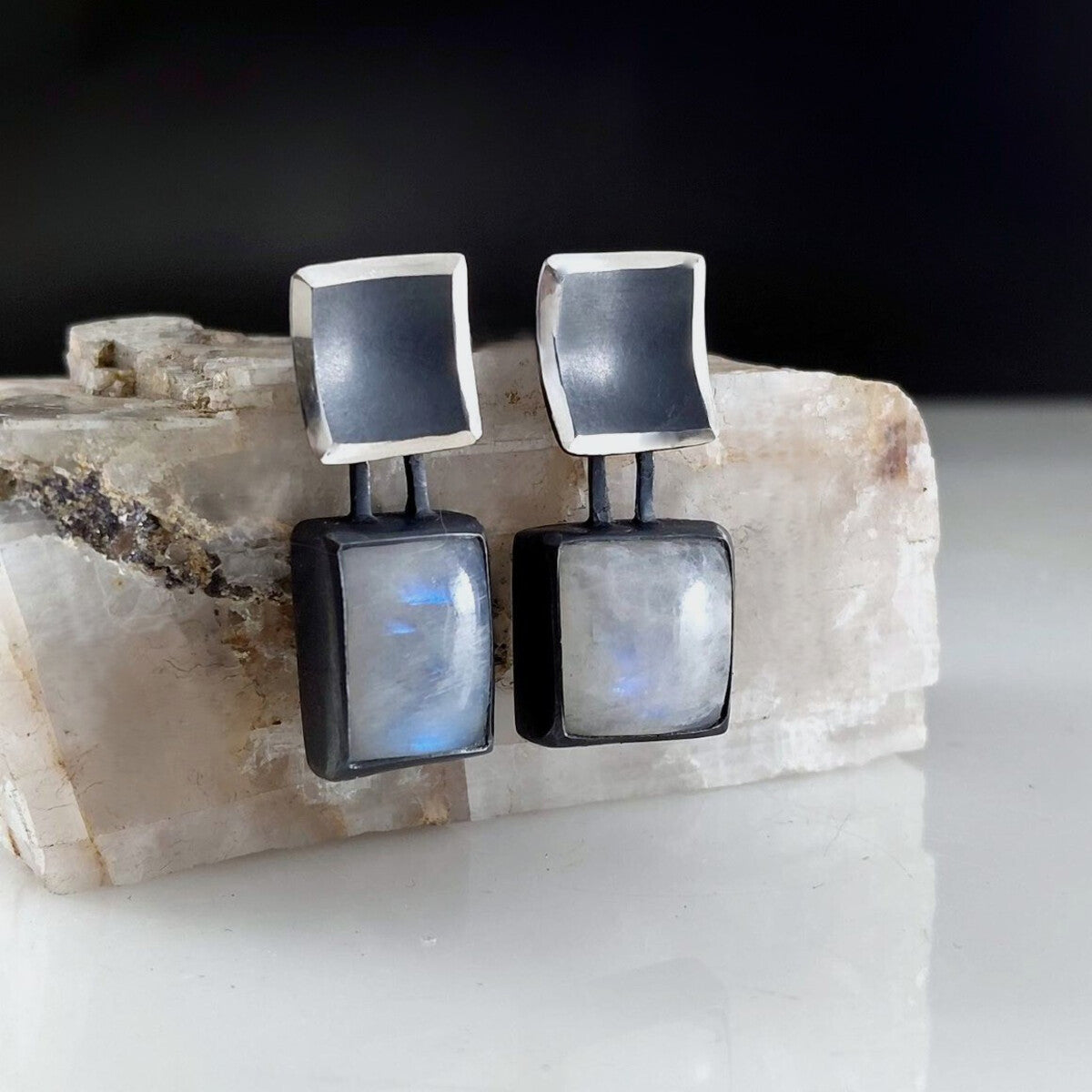 Rainbow Moonstone Drop Earrings