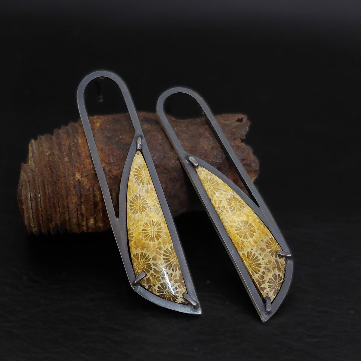 Fossil Coral Arch Stud Earrings