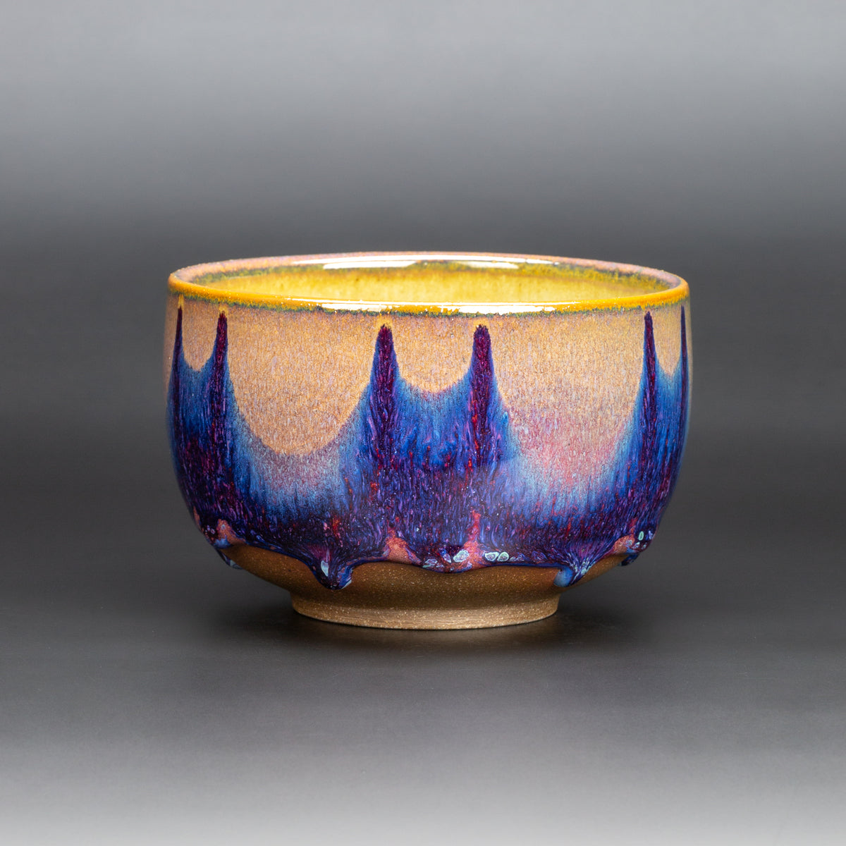 Magenta Flambé Waves Teabowl