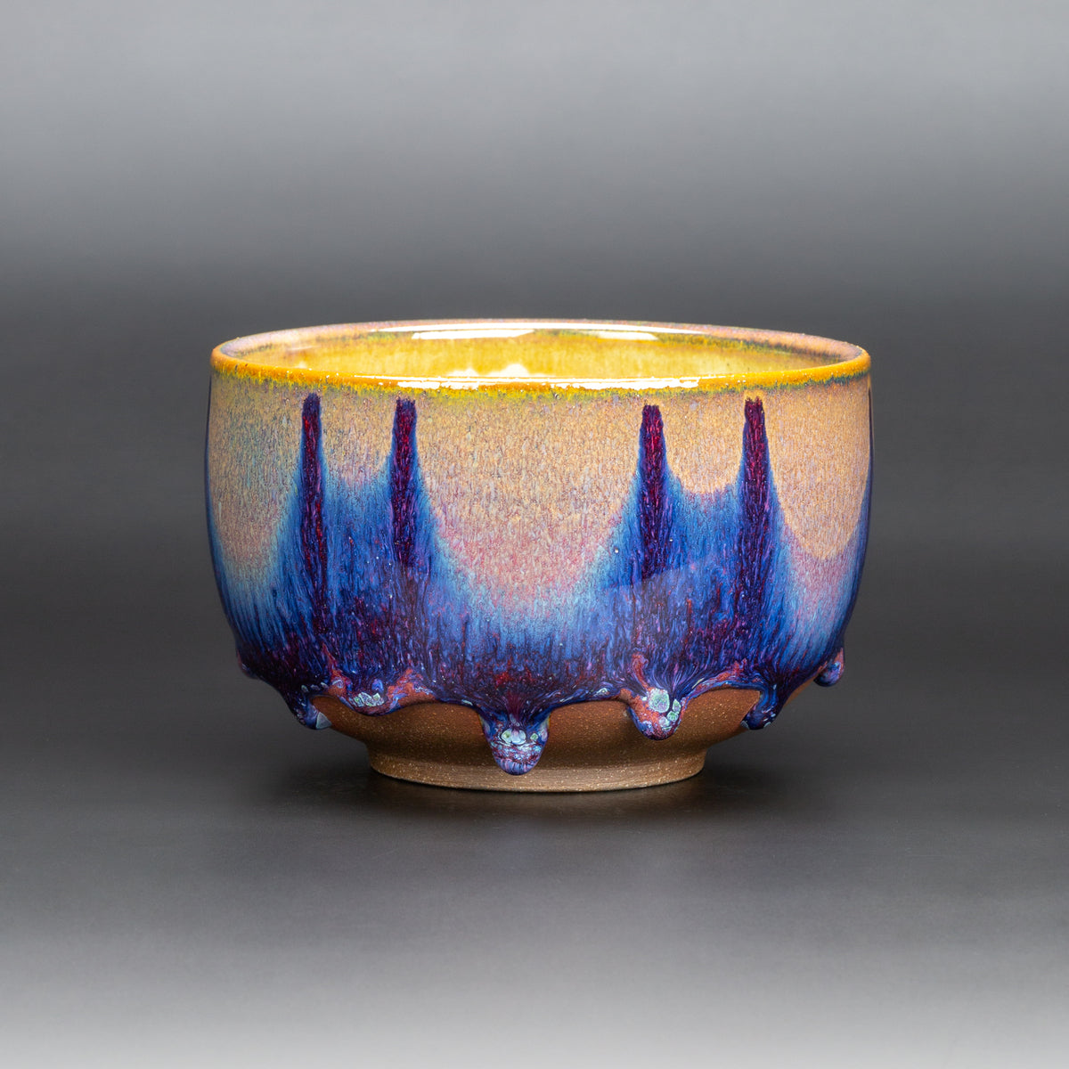 Magenta Flambé Waves Teabowl