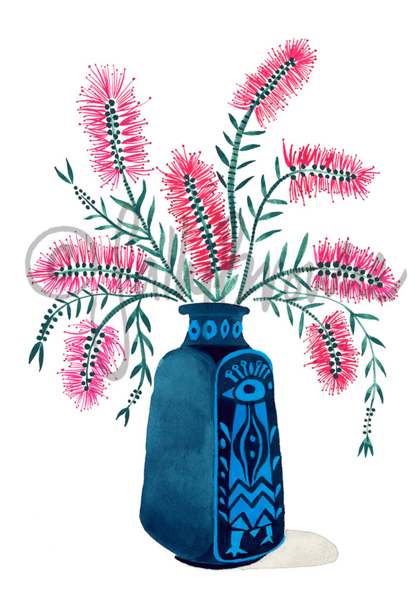 Pink Castillemon in Peacock Vase