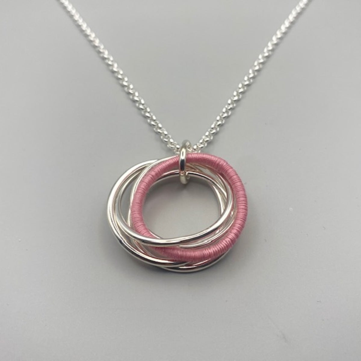 Wrapped Pink Linked Pendant on Chain (small)