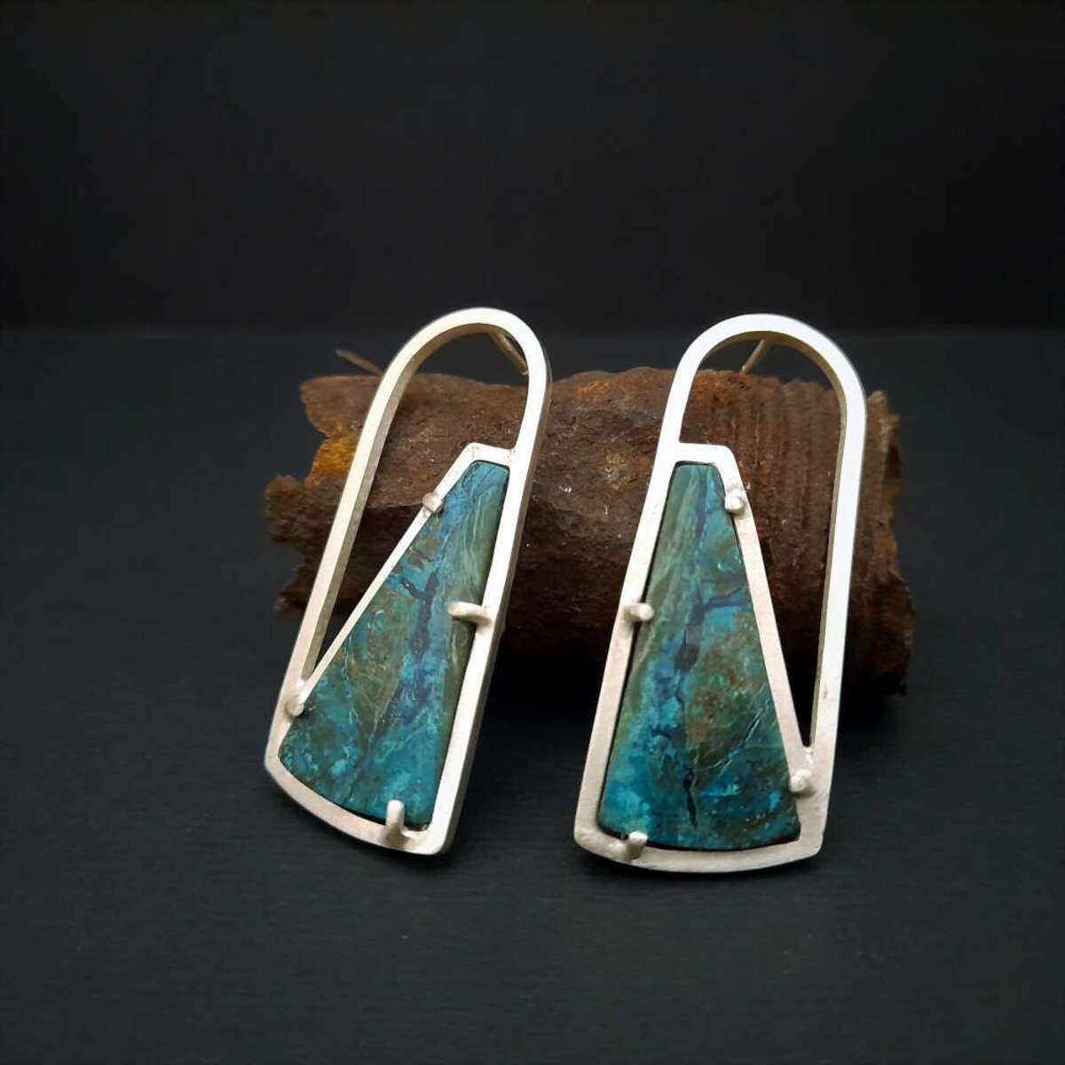 INCLUSION: Shattuckite Arch Stud Earrings