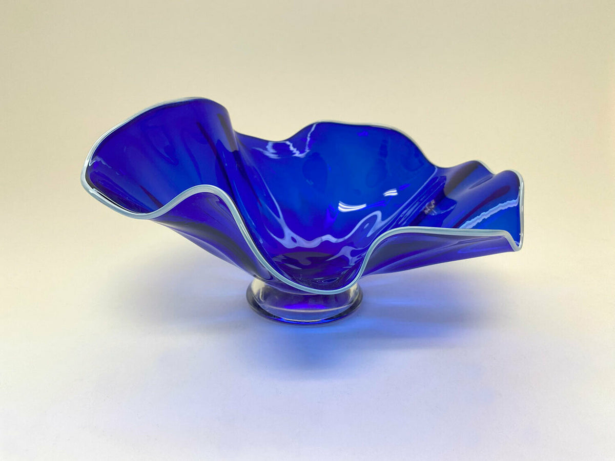 Wave Bowl - Dark Blue with White Rim