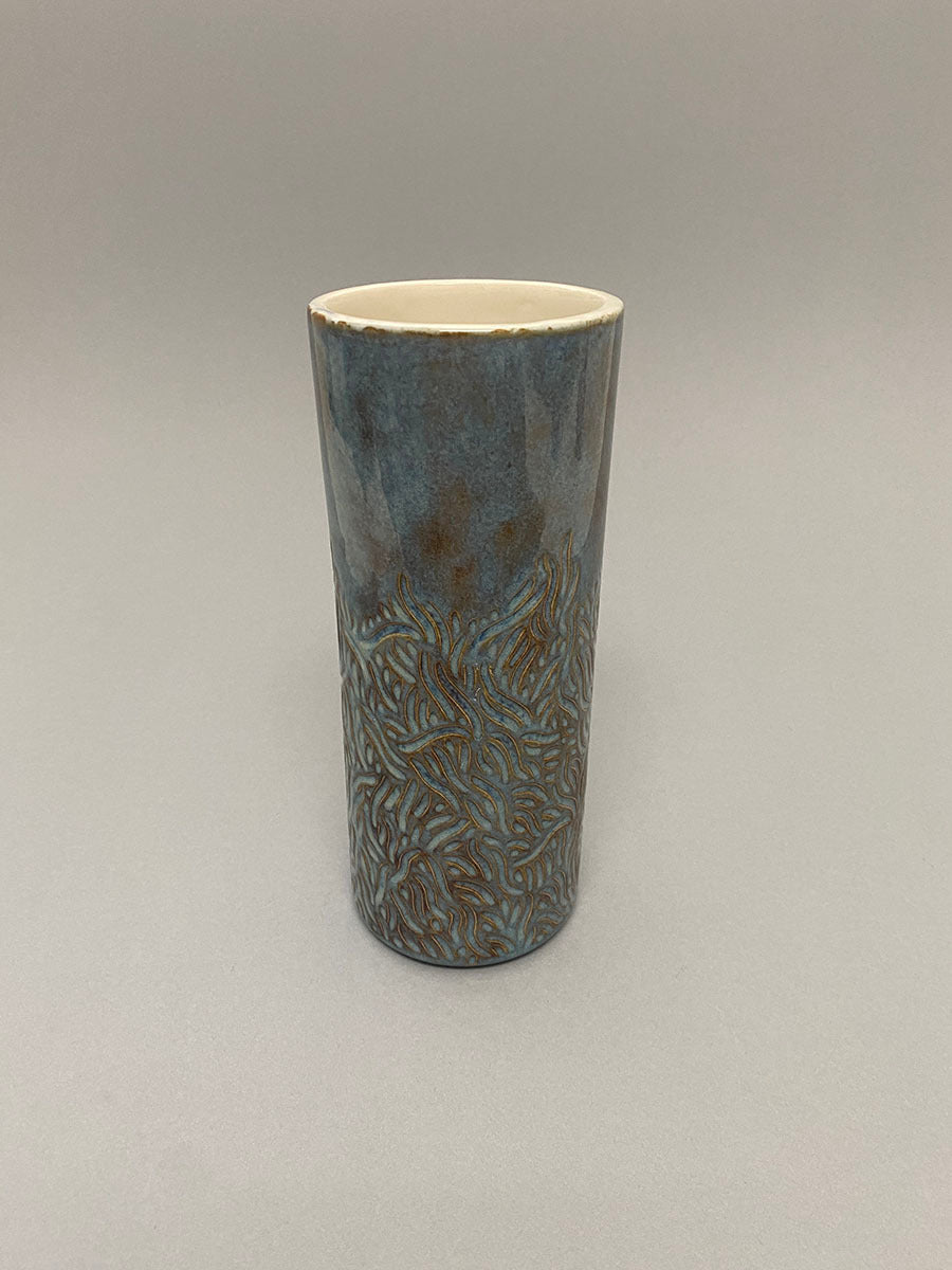 Large Carved Vase - Blue