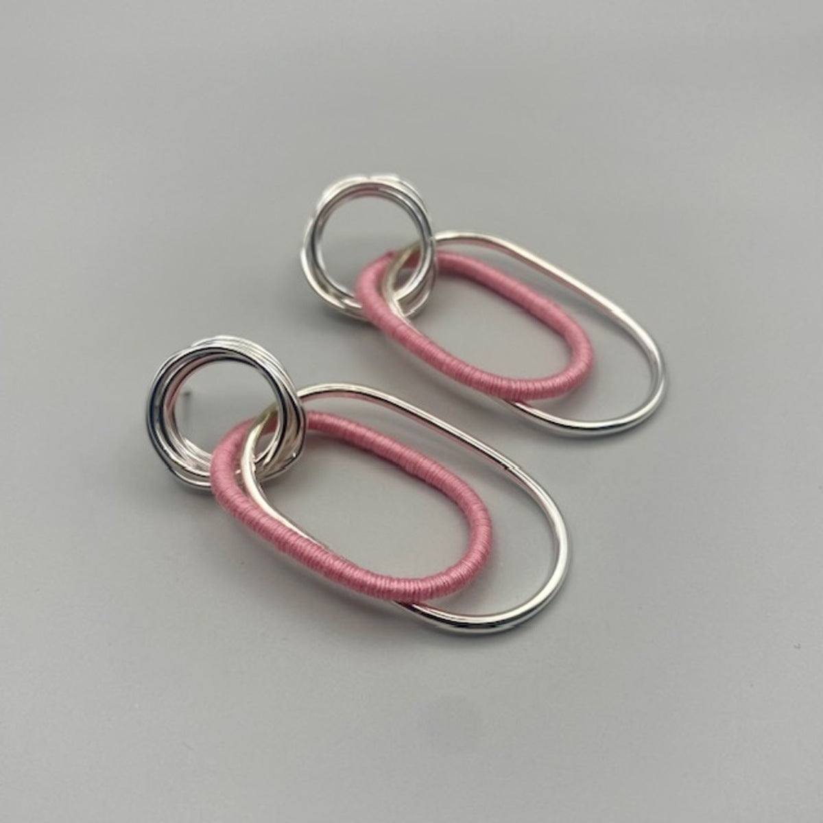 Wrapped Pink Dangle Earrings