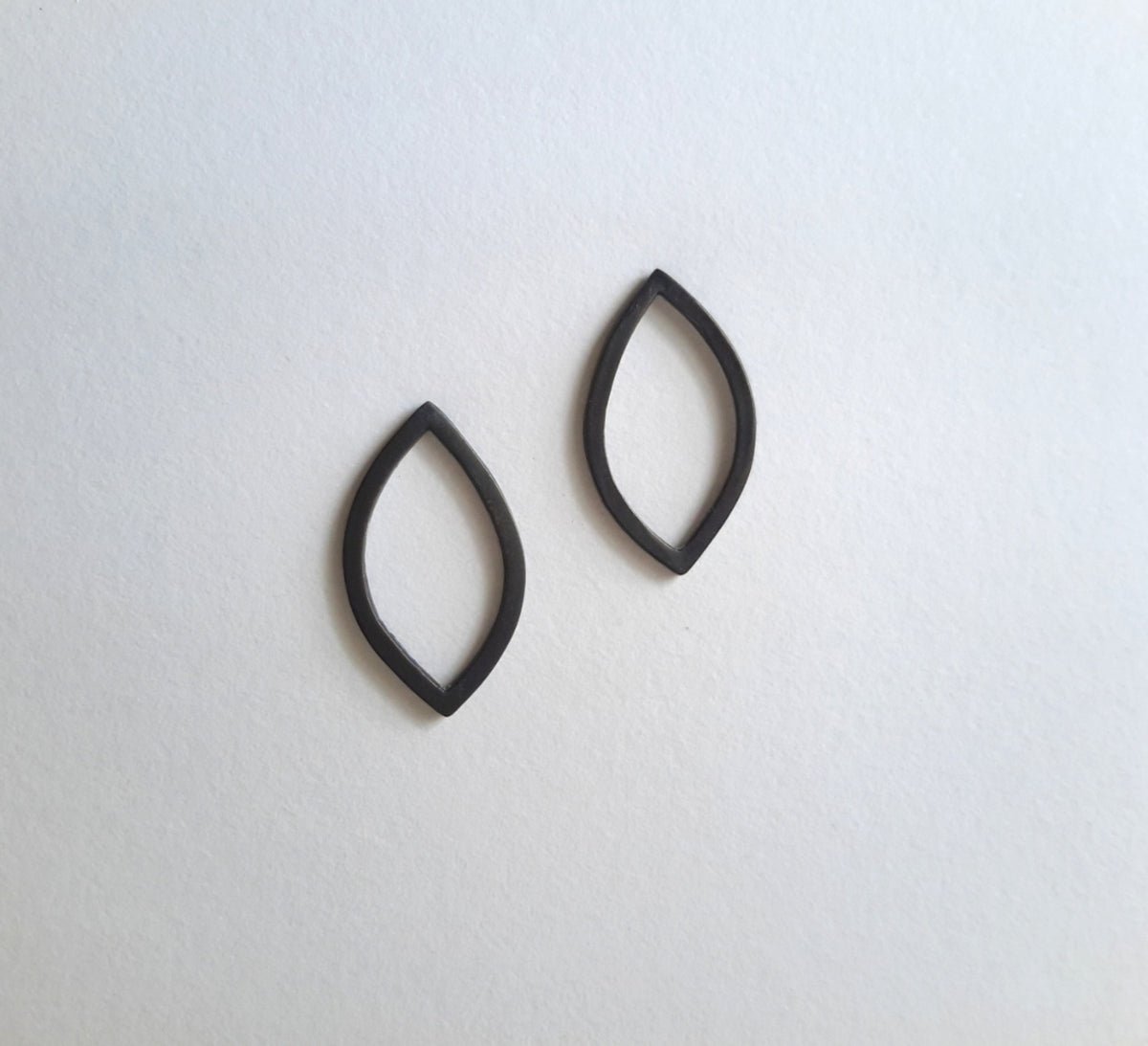 Bare Leaf Studs - Small Oxidised Black