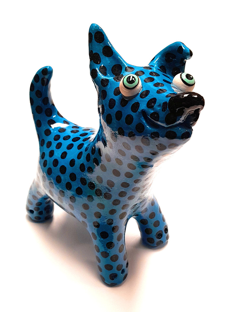 Medium Dog - Blue with Dot Pattern