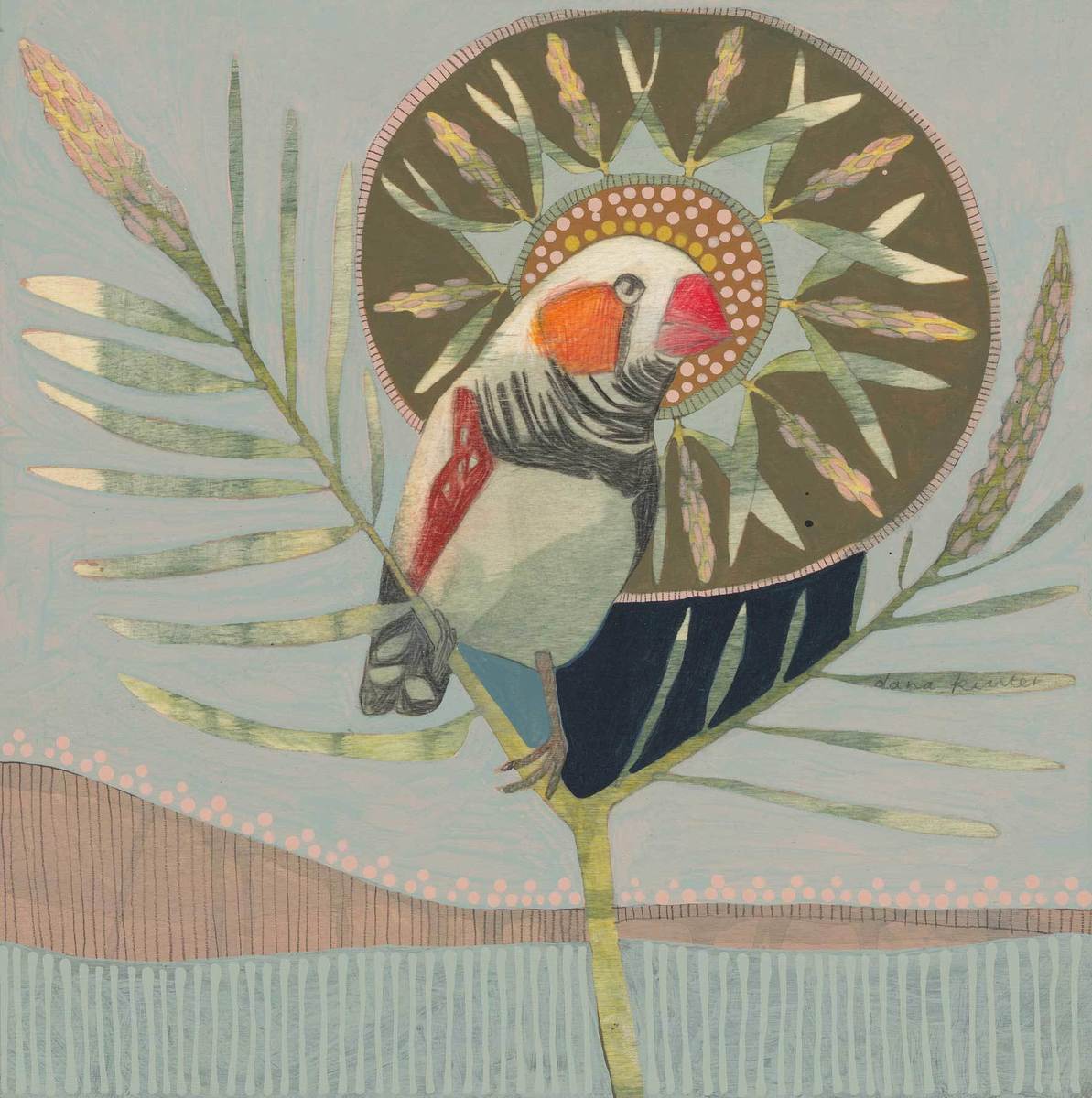 Zebra Finch And Bottlebrush
