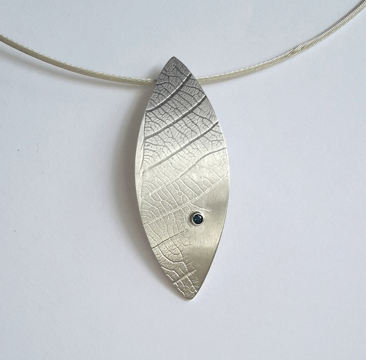 Leaf Impression Necklet with Blue/Green Tourmaline