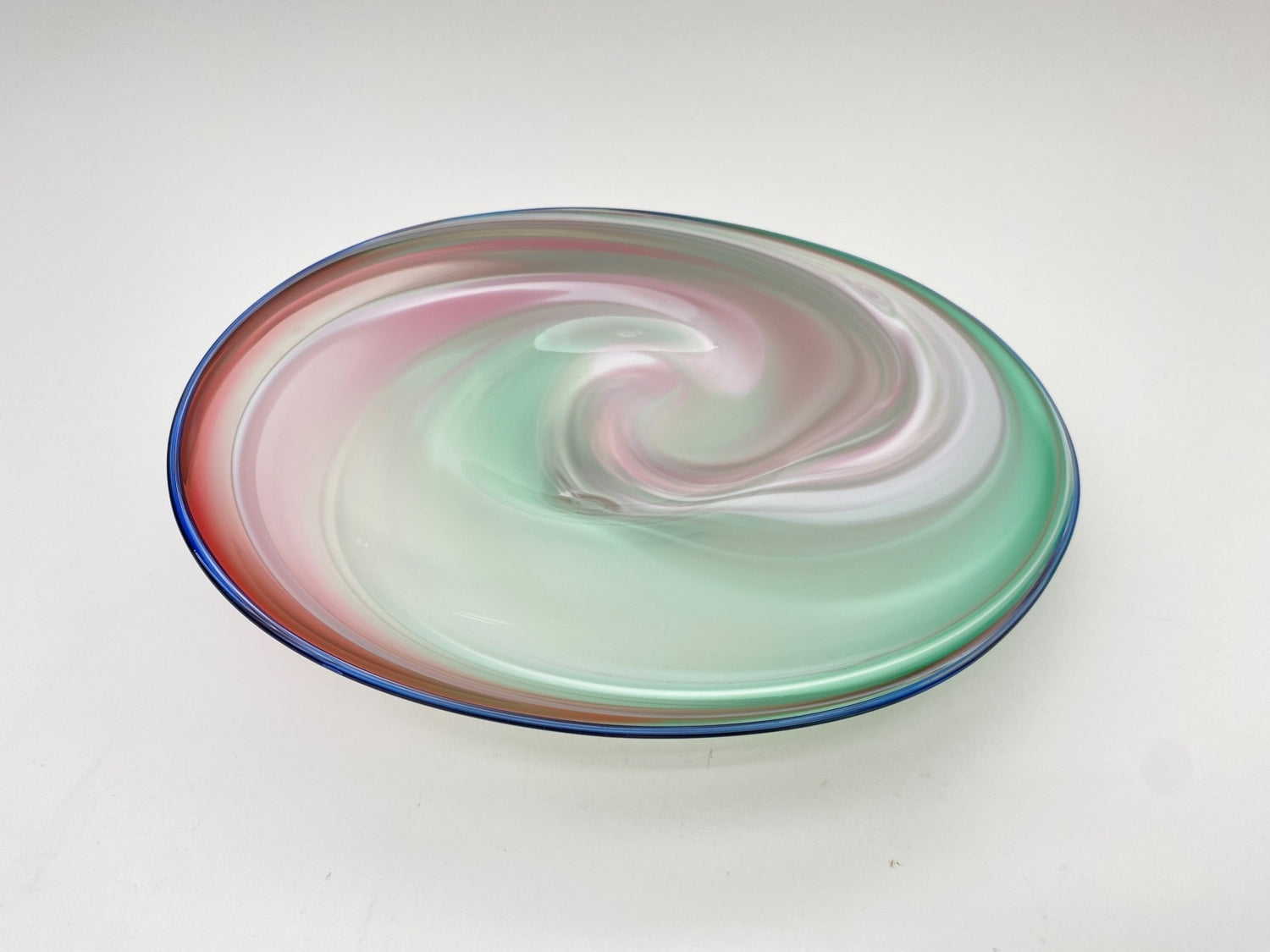 Platter - Red Green With Blue Rim - Art Images Gallery