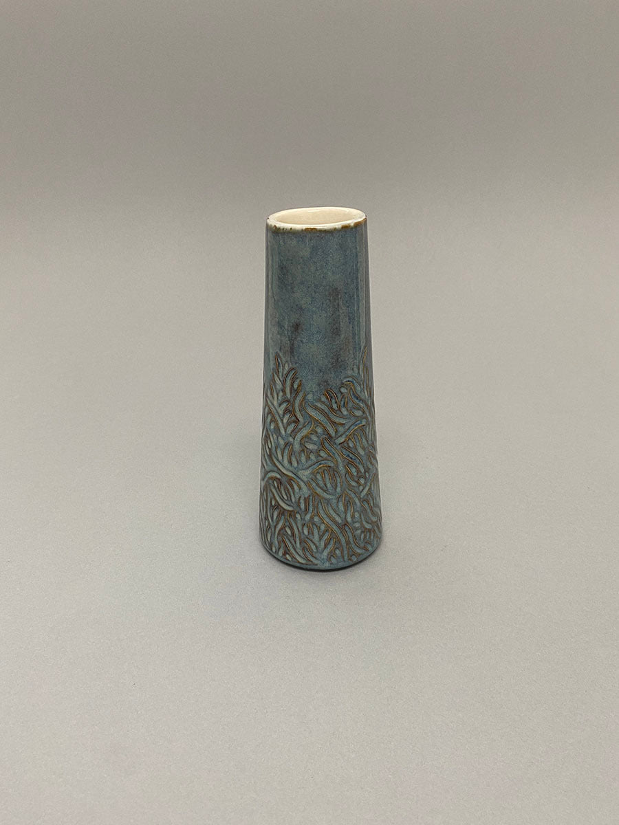 Medium Carved Vase - Blue