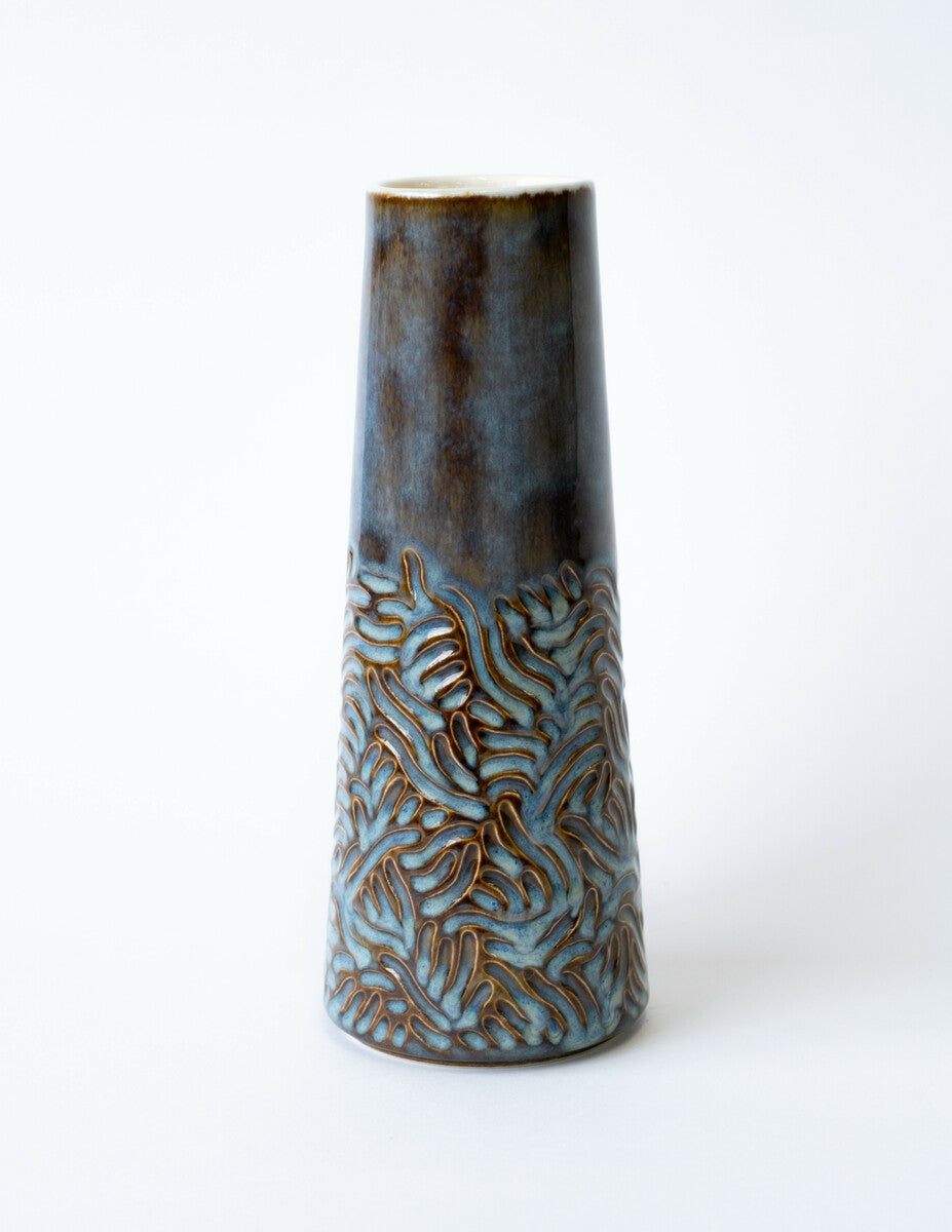 Medium Carved Vase - Blue