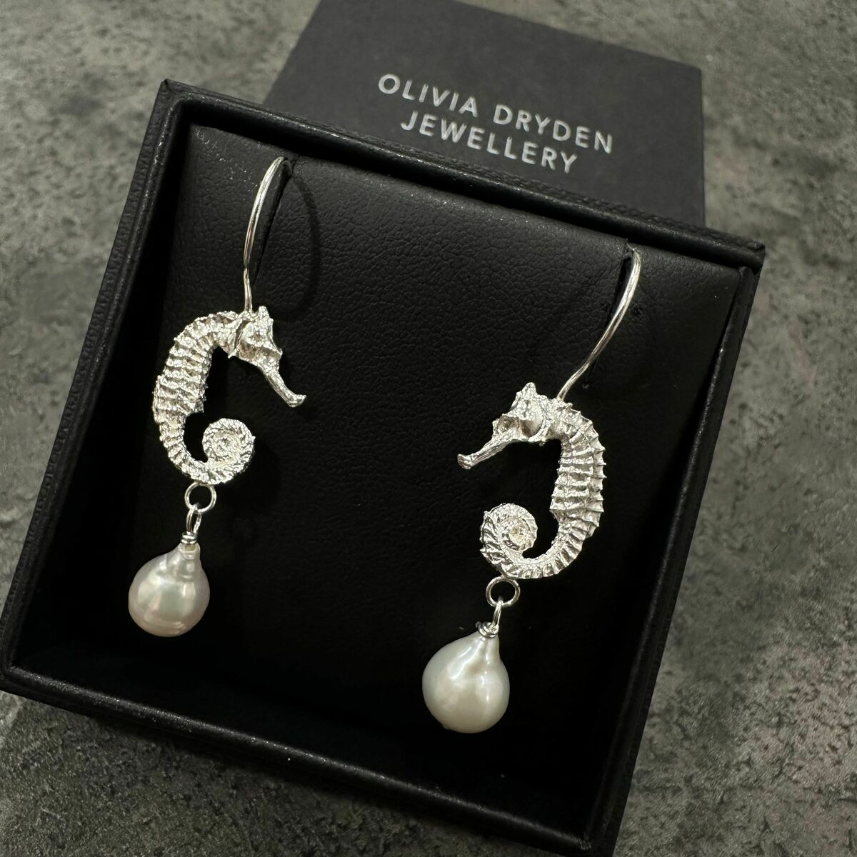 Small Seahorse & Pearl Earrings