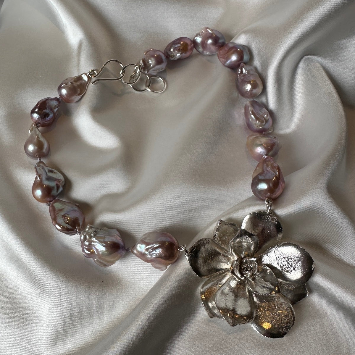 Large Succulent and Purple Baroque Freshwater Pearl Necklace