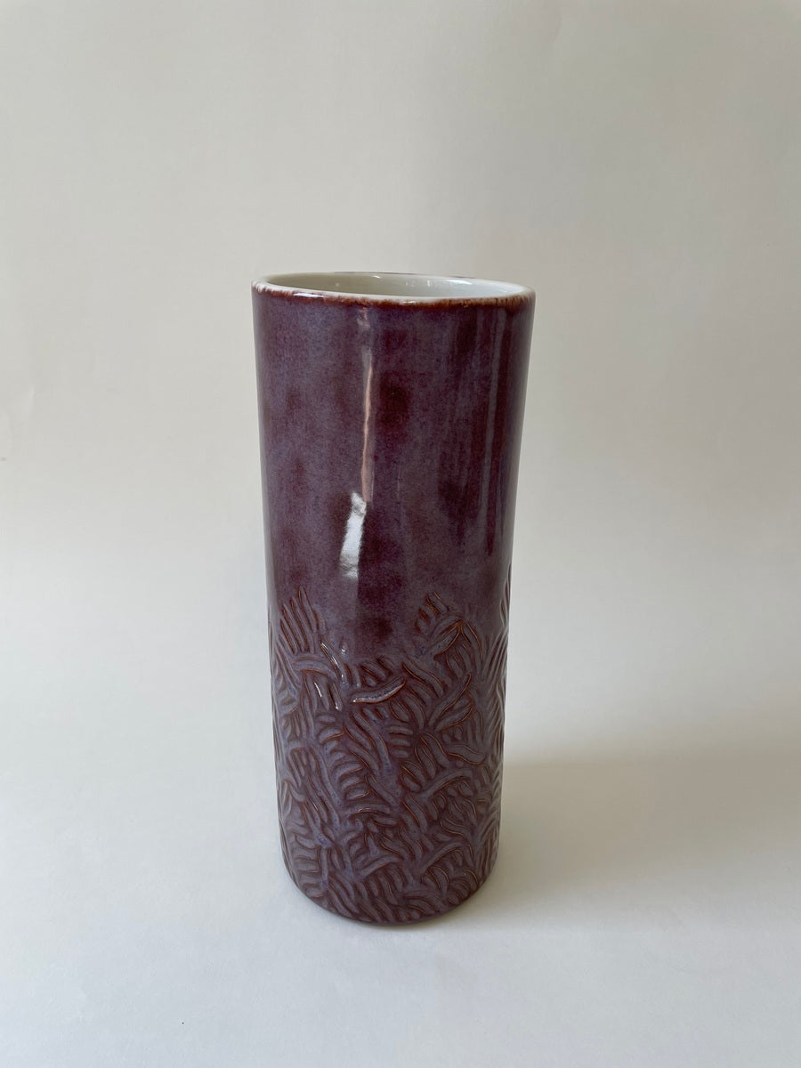 Large Carved Vase - Purple