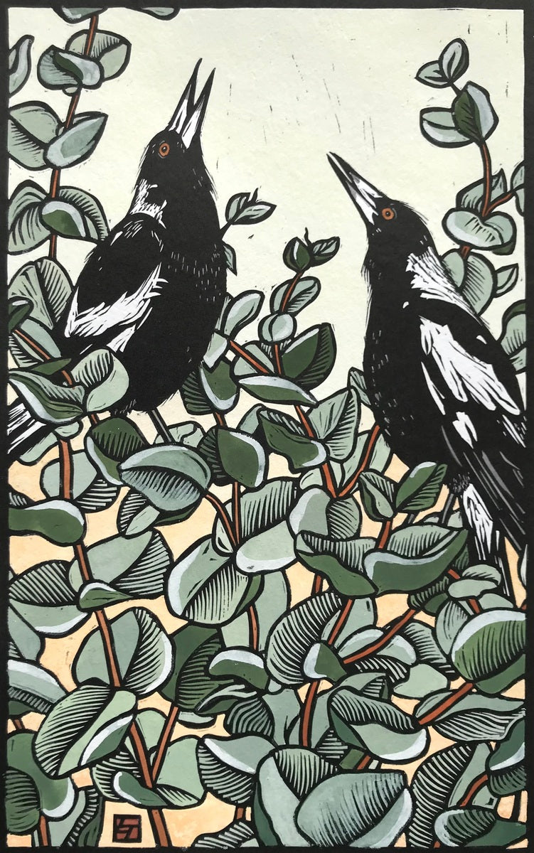 Magpies on Gum